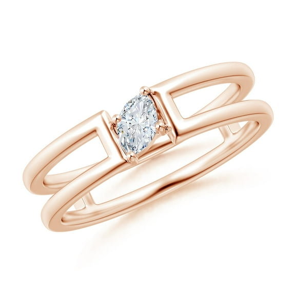 ANGARA Natural Diamond Solitaire Split Shank Ring in 14K Rose Gold for Women (Size-5x3mm| Color-G| Clarity-VS2) | April Birthstone, Anniversary, Jewelry Gift for Women | Natural Diamond Ring