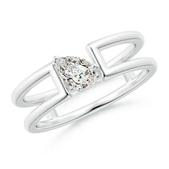 ANGARA Natural Diamond Solitaire Split Shank Ring in 14K White Gold for Women (Size-6x4mm| Color-I-J| Clarity-I1-I2) | April Birthstone, Anniversary, Jewelry Gift for Women | Natural Diamond Ring