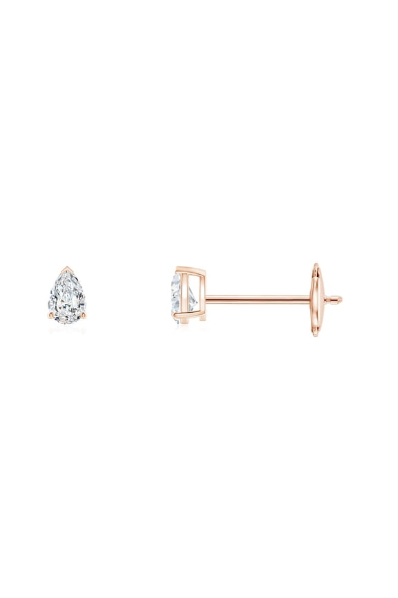 Natural Diamond Solitaire Stud Earrings in 14K Rose Gold for Women (Size-3x2mm| Color-G| Clarity-VS2) | April Birthstone, Anniversary, Jewelry Gift for Women | Natural Diamond Earrings