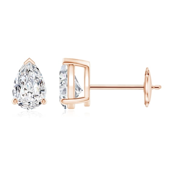 ANGARA Natural Diamond Solitaire Stud Earrings in 14K Rose Gold for Women (Size-6x4mm| Color-H| Clarity-SI2) | April Birthstone, Anniversary, Jewelry Gift for Women | Natural Diamond Earrings