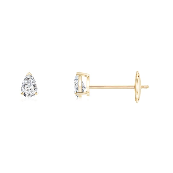 ANGARA Natural Diamond Solitaire Stud Earrings in 14K Yellow Gold for Women (Size-3x2mm| Color-H| Clarity-SI2) | April Birthstone, Anniversary, Jewelry Gift for Women | Natural Diamond Earrings