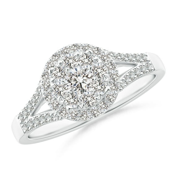 ANGARA Natural Diamond Split Shank Engagement Ring in 14K White Gold for Women (Size-3.2mm| Color-I-J| Clarity-I1-I2) | April Birthstone, Anniversary, Jewelry Gift for Women | Natural Diamond Ring