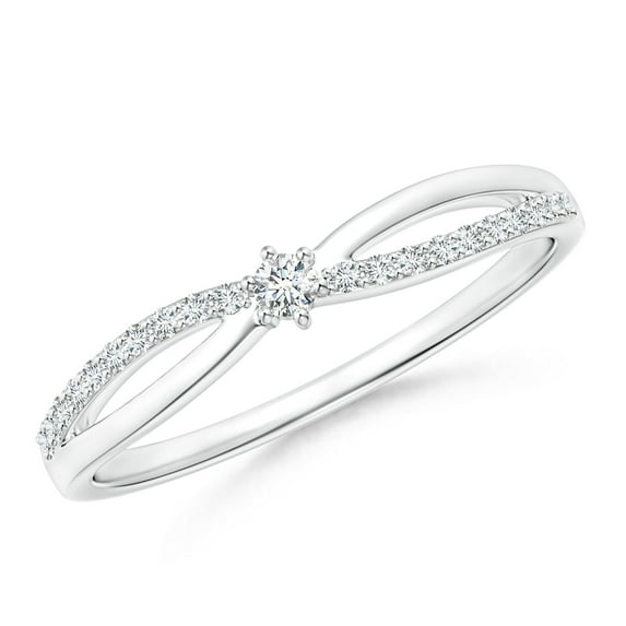 ANGARA Natural Diamond Split Shank Promise Ring in 925 Sterling Silver for Women (Size-2mm| Color-G| Clarity-VS2) | April Birthstone, Anniversary, Jewelry Gift for Women | Natural Diamond Ring