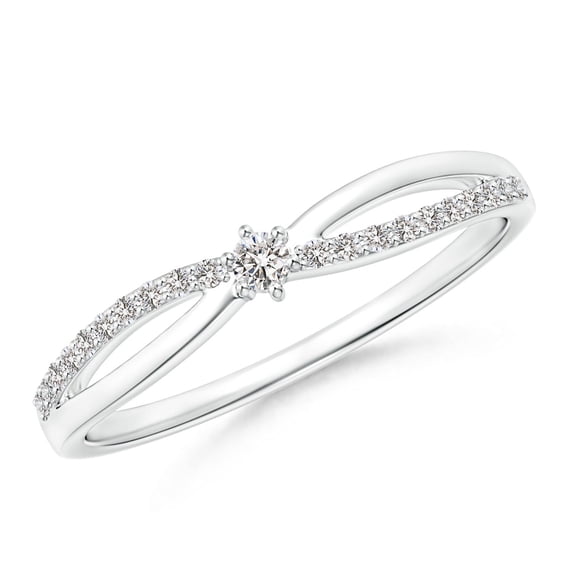 ANGARA Natural Diamond Split Shank Promise Ring in 925 Sterling Silver for Women (Size-2mm| Color-I-J| Clarity-I1-I2) | April Birthstone, Anniversary, Jewelry Gift for Women | Natural Diamond Ring