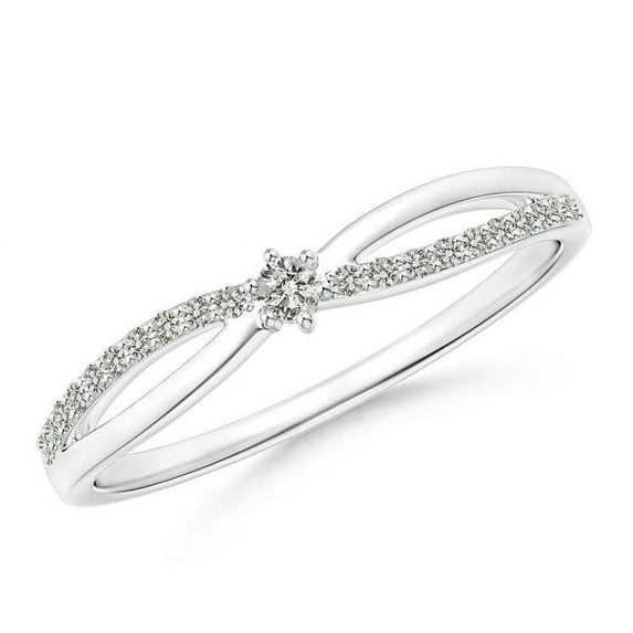 ANGARA Natural Diamond Split Shank Promise Ring in 925 Sterling Silver for Women (Size-2mm| Color-K| Clarity-I3) | April Birthstone, Anniversary, Jewelry Gift for Women | Natural Diamond Ring