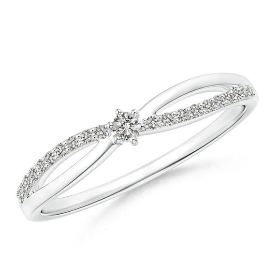 ANGARA Natural Diamond Split Shank Promise Ring in 925 Sterling Silver for Women (Size-2mm| Color-K| Clarity-I3) | April Birthstone, Anniversary, Jewelry Gift for Women | Natural Diamond Ring