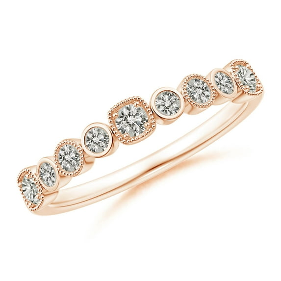 ANGARA Natural Diamond Stackable Fashion Ring with Milgrain in 14K Rose Gold for Women (Size-2.3mm| Color-K| Clarity-I3) | April Birthstone, Anniversary, Jewelry Gift for Women | Natural Diamond Ring
