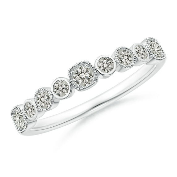 ANGARA Natural Diamond Stackable Fashion Ring with Milgrain in 14K White Gold for Women (Size-2.3mm| Color-K| Clarity-I3) | April Birthstone, Anniversary Jewelry Gift for Women | Natural Diamond Ring
