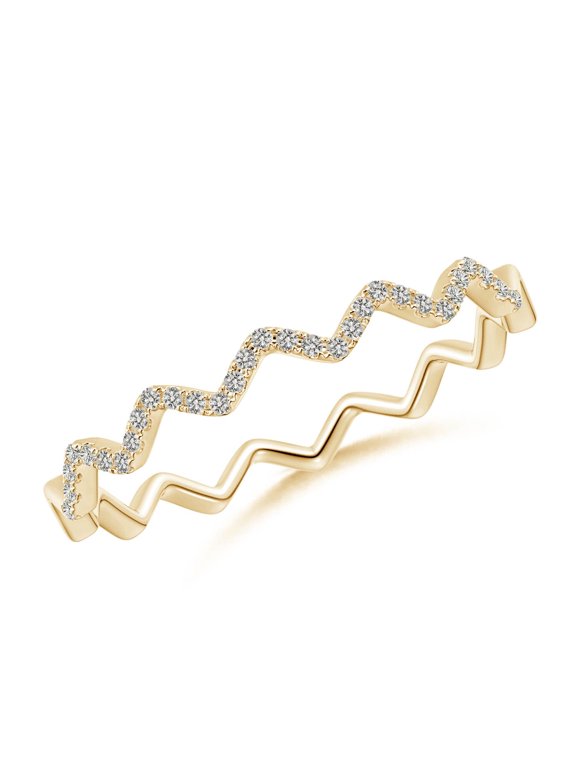 Natural Diamond Stackable Ring for Women in 14K Yellow Gold (Size-0.8mm | Color-K | Clarity-I3) | April Birthstone, Birthday, Anniversary, Jewelry Gift for Women | Natural Diamond Ring