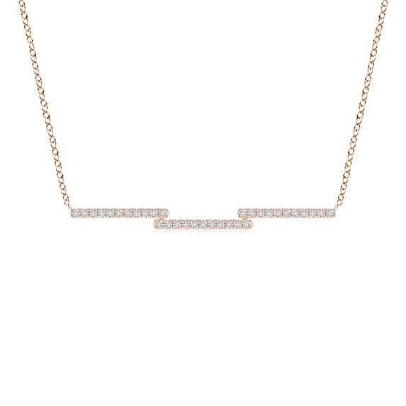 ANGARA Natural Diamond Step Bar Necklace in 14K Rose Gold for Women (Size-1.25mm | Color-H | Clarity-SI2) | April Birthstone, Birthday, Anniversary, Jewelry Gift for Women | Natural Diamond Necklace