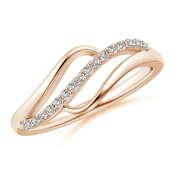 ANGARA Natural Diamond Swirl Bypass Ring in 14K Rose Gold for Women (Size-1.65mm | Color-I-J | Clarity-I1-I2) | April Birthstone, Birthday, Anniversary, Jewelry Gift for Women | Natural Diamond Ring