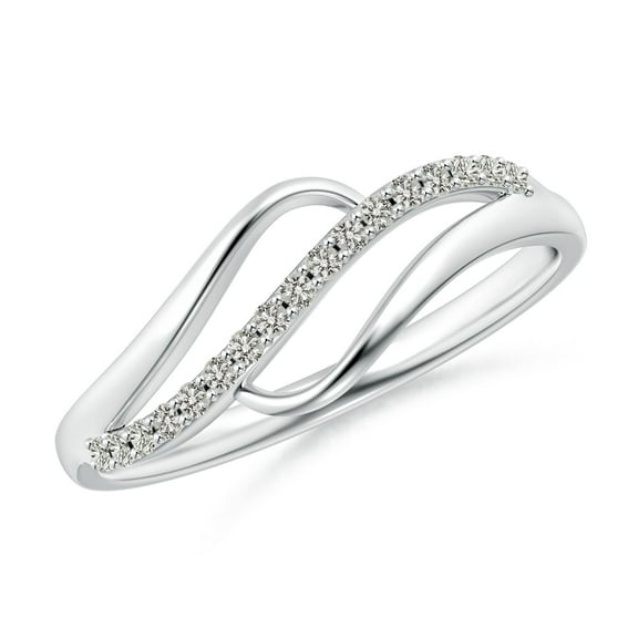 ANGARA Natural Diamond Swirl Bypass Ring in 925 Sterling Silver for Women (Size-1mm | Color-K | Clarity-I3) | April Birthstone, Birthday, Anniversary, Jewelry Gift for Women | Natural Diamond Ring