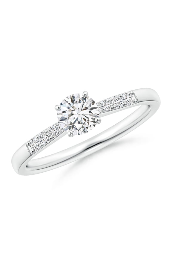 Natural Diamond Tapered Shank Engagement Ring in 14K White Gold for Women (Size-4.9mm| Color-H| Clarity-SI2) | April Birthstone, Anniversary, Jewelry Gift for Women | Natural Diamond Ring