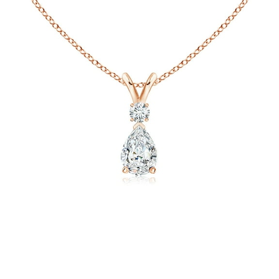 ANGARA Natural Diamond Teardrop Pendant with Diamond in 14K Rose Gold for Women (Size-6x4mm| Color-G| Clarity-VS2) | April Birthstone, Anniversary, Jewelry Gift for Women | Natural Diamond Necklace