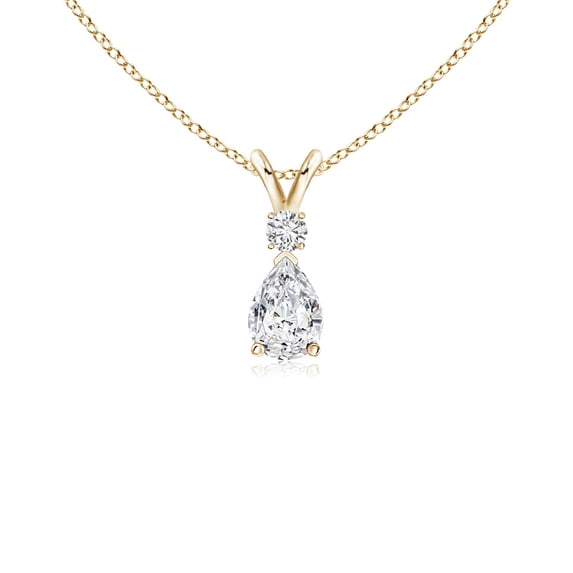 ANGARA Natural Diamond Teardrop Pendant with Diamond in 14K Yellow Gold for Women (Size-6x4mm| Color-H| Clarity-SI2) | April Birthstone, Anniversary, Jewelry Gift for Women | Natural Diamond Necklace