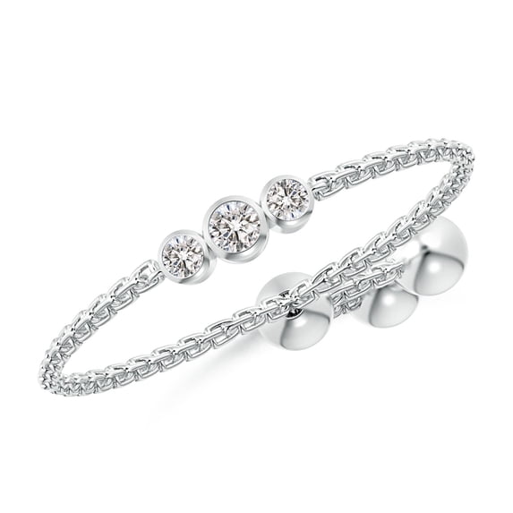 ANGARA Natural Diamond Three Stone Bolo Ring in 14K White Gold for Women (Size-1.85mm| Color-I-J| Clarity-I1-I2) | April Birthstone, Anniversary, Jewelry Gift for Women | Natural Diamond Ring
