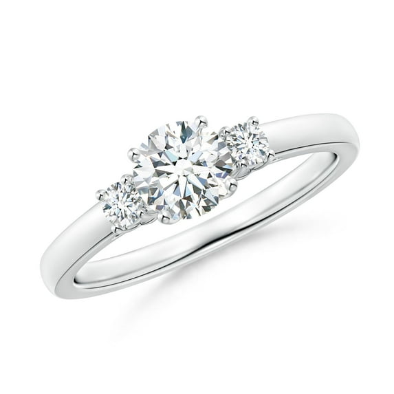 ANGARA Natural Diamond Three Stone Engagement Ring in 14K White Gold for Women (Size-5.5mm| Color-G| Clarity-VS2) | April Birthstone, Anniversary, Jewelry Gift for Women | Natural Diamond Ring