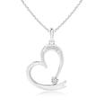 thumbnail image 1 of ANGARA Natural Diamond Tilted Ribbon Heart Dangle Pendant in 14K White Gold for Women (Size-3.2mm| Color-H| Clarity-SI2) | Anniversary, Jewelry Gift for Women | Natural Diamond Necklace, 1 of 8