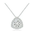 thumbnail image 1 of ANGARA Natural Diamond Trillion Halo Pendant in 14K White Gold for Women (Size-5mm | Color-H| Clarity-SI2) | April Birthstone, Birthday, Anniversary, Jewelry Gift for Women | Natural Diamond Necklace, 1 of 7
