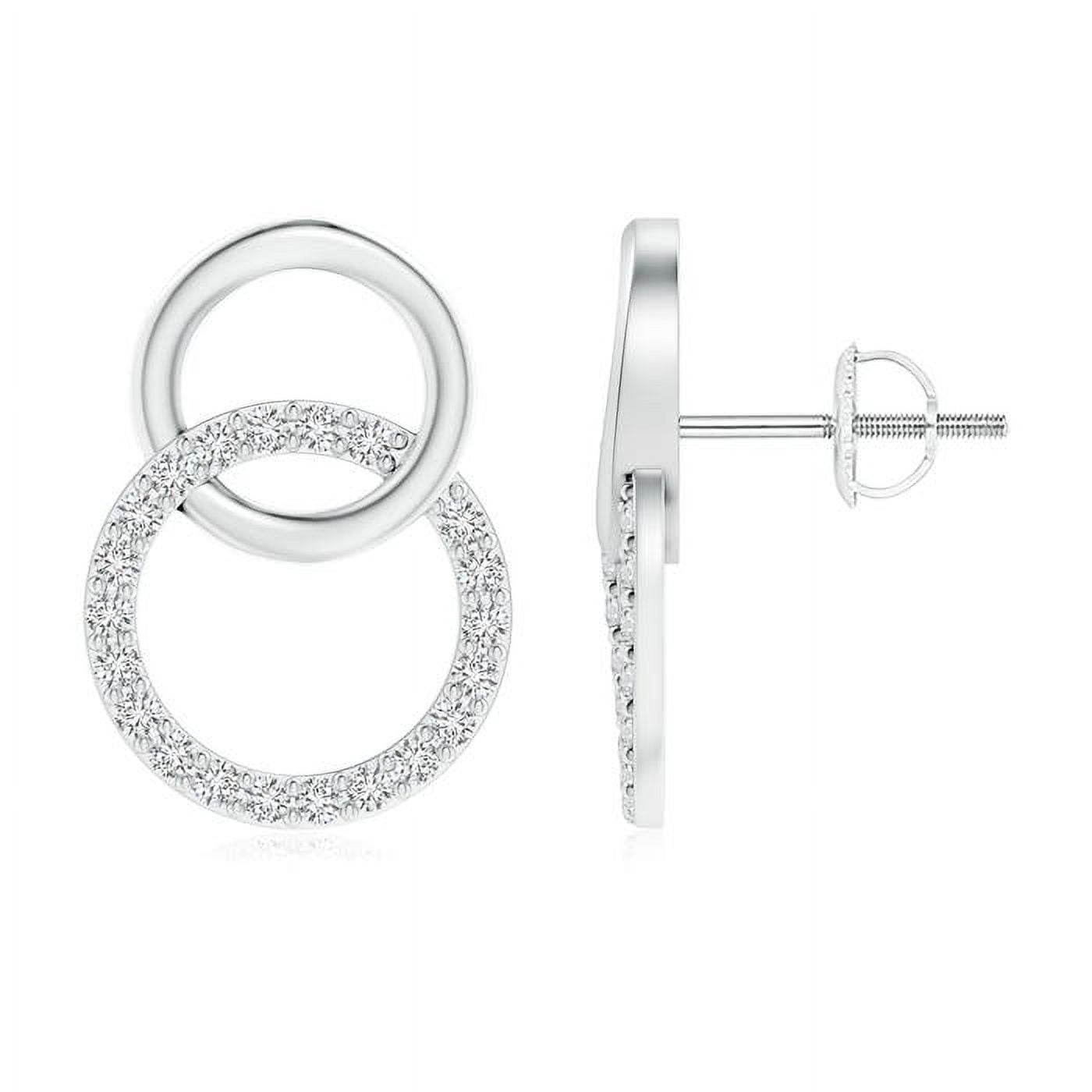 ANGARA Natural Diamond Twin Open Circle Stud Earrings in 14K White Gold for Women (Size-1.4mm| Color-H| Clarity-SI2) | April Birthstone, Anniversary, Jewelry Gift for Women | Natural Diamond Earrings