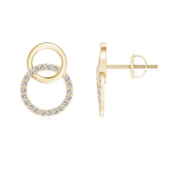 ANGARA Natural Diamond Twin Open Circle Stud Earrings in 14K Yellow Gold for Women (Size-1.1mm| Color-I-J| Clarity-I1-I2) | Anniversary, Jewelry Gift for Women | Natural Diamond Earrings