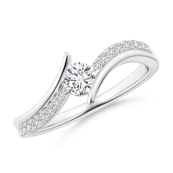 ANGARA Natural Diamond Twin Shank Bypass Engagement Ring in 14K White Gold for Women (Size-4.3mm| Color-H| Clarity-SI2) | April Birthstone, Anniversary, Jewelry Gift for Women | Natural Diamond Ring