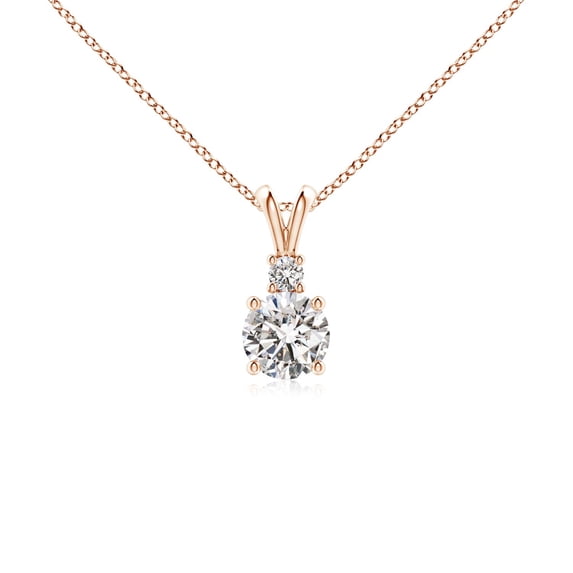 ANGARA Natural Diamond V-Bale Pendant with Diamond in 14K Rose Gold for Women (Size-5mm| Color-I-J| Clarity-I1-I2) | April Birthstone, Anniversary, Jewelry Gift for Women | Natural Diamond Necklace