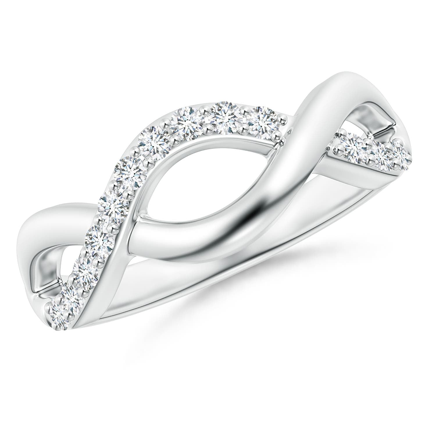 Angara Rings Natural Diamond Infinity Ring in 14K White Gold for