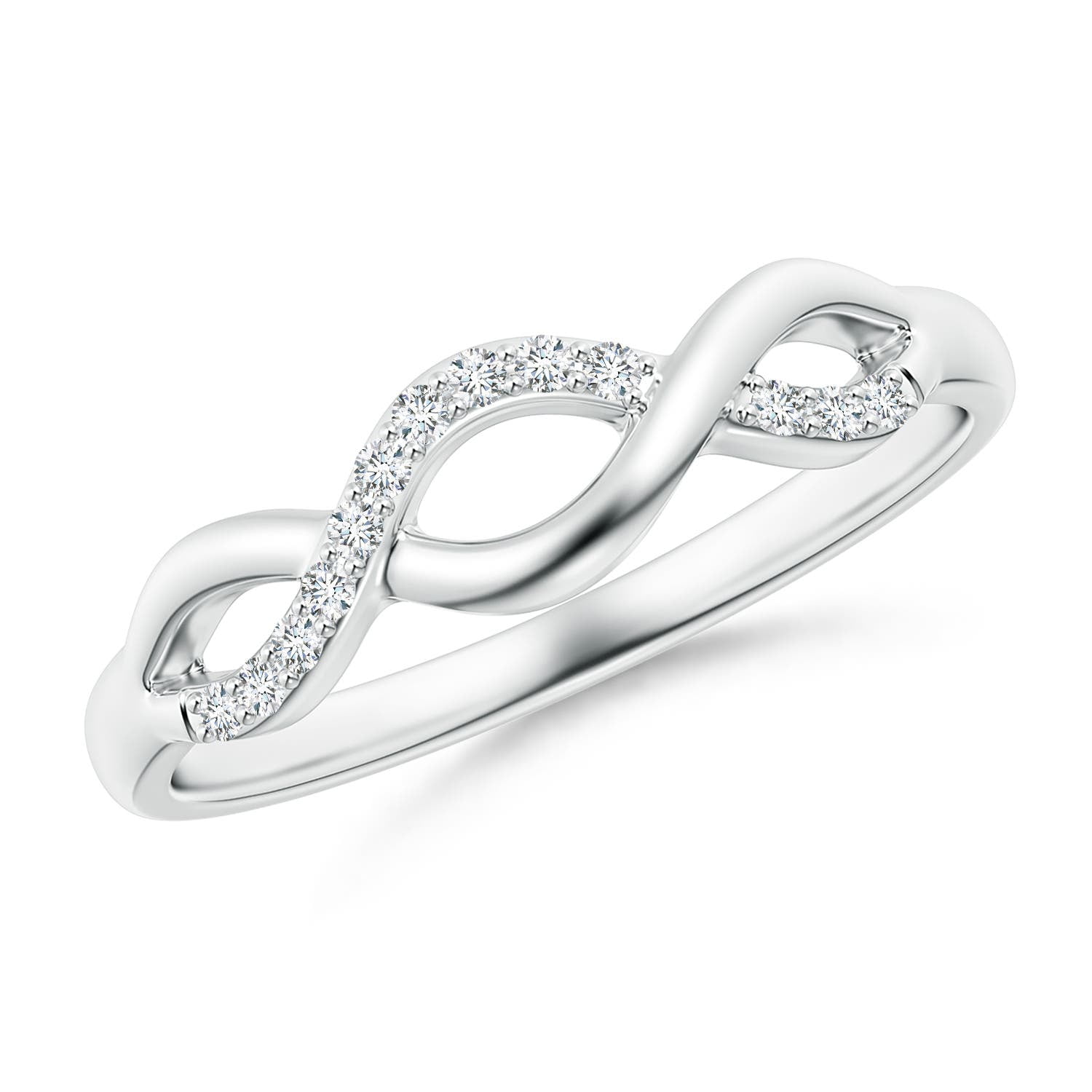 Angara Rings Natural Diamond Infinity Ring in 14K White Gold for