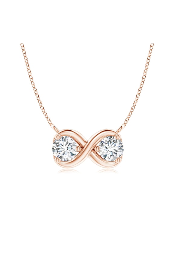 Natural Double Diamond Infinity Pendant Necklace in 14K Rose Gold for Women (Size-3.2mm| Color-G| Clarity-VS2) | April Birthstone, Anniversary Jewelry Gift for Women | Natural Diamond Necklace