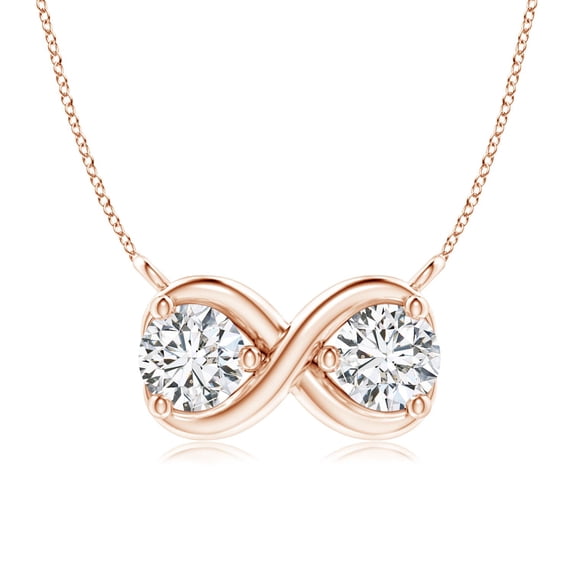 ANGARA Natural Double Diamond Infinity Pendant Necklace in 14K Rose Gold for Women (Size-4.1mm| Color-H| Clarity-SI2) | April Birthstone, Anniversary Jewelry Gift for Women | Natural Diamond Necklace