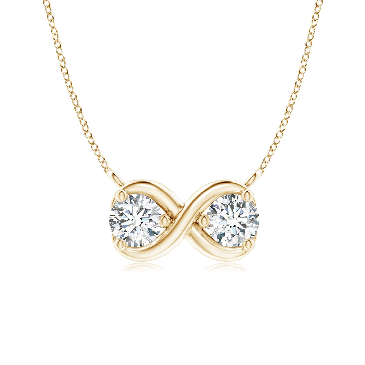 ANGARA Natural Double Diamond Infinity Pendant Necklace in 14K Yellow Gold for Women (Size-3.2mm| Color-G| Clarity-VS2) | Anniversary, Jewelry Gift for Women | Natural Diamond Necklace