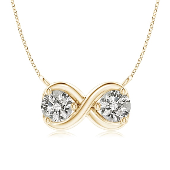 ANGARA Natural Double Diamond Infinity Pendant Necklace in 14K Yellow Gold for Women (Size-4.1mm| Color-K| Clarity-I3) | Anniversary, Jewelry Gift for Women | Natural Diamond Necklace