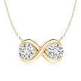 thumbnail image 1 of ANGARA Natural Double Diamond Infinity Pendant Necklace in 14K Yellow Gold for Women (Size-4.2mm| Color-H| Clarity-SI2) | Anniversary, Jewelry Gift for Women | Natural Diamond Necklace, 1 of 8