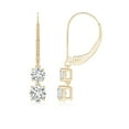 thumbnail image 1 of ANGARA Natural Double Diamond Leverback Dangle Earrings in 14K Yellow Gold for Women (Size-4.4mm| Color-H| Clarity-SI2) | Anniversary, Jewelry Gift for Women | Natural Diamond Earrings, 1 of 8