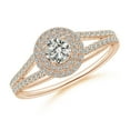 thumbnail image 1 of ANGARA Natural Double Halo Diamond Split Shank Ring in 14K Rose Gold for Women (Size-4mm| Color-K| Clarity-I3) | April Birthstone, Birthday, Anniversary, Jewelry Gift for Women | Natural Diamond Ring, 1 of 9