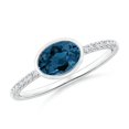 thumbnail image 1 of ANGARA Natural Bezel-Set Oval London Blue Topaz and Diamond Ring in 14K White Gold for Women (Size-7x5mm) | November Birthstone, Anniversary, Jewelry Gift for Women | Natural London Blue Topaz Ring, 1 of 10