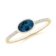 thumbnail image 1 of ANGARA Natural Bezel-Set Oval London Blue Topaz and Diamond Ring in 14K Yellow Gold for Women (Size-6x4mm) | November Birthstone, Anniversary, Jewelry Gift for Women | Natural London Blue Topaz Ring, 1 of 10
