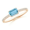 thumbnail image 1 of ANGARA Natural East-West Emerald-Cut Aquamarine Solitaire Ring in 14K Rose Gold for Women (Size-6x4mm) | March Birthstone, Birthday, Anniversary, Jewelry Gift for Women | Natural Aquamarine Ring, 1 of 8