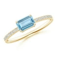 thumbnail image 1 of ANGARA Natural East-West Emerald-Cut Aquamarine Solitaire Ring in 14K Yellow Gold for Women (Size-6x4mm) | March Birthstone, Birthday, Anniversary, Jewelry Gift for Women | Natural Aquamarine Ring, 1 of 8