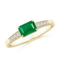 thumbnail image 1 of ANGARA Natural East West Emerald-Cut Emerald Solitaire Ring with Diamond Accents in 14K Yellow Gold for Women (Size-6x4mm) | May Birthstone, Anniversary, Jewelry Gift for Women | Natural Emerald Ring, 1 of 11