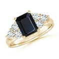 thumbnail image 1 of ANGARA Natural Emerald-Cut 1.05 ct Blue Sapphire Ring with Trio Diamonds in 14K Yellow Gold for Women (Size-7x5mm) | September Birthstone, Anniversary, Jewelry Gift for Women | Natural Sapphire Ring, 1 of 8