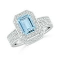 thumbnail image 1 of ANGARA Natural Emerald Cut 1.35 ct Aquamarine with Diamond Ring in 14K White Gold for Women (Size-8x6mm) | March Birthstone, Anniversary, Jewelry Gift for Women | Natural Aquamarine Ring, 1 of 9
