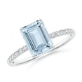 thumbnail image 1 of ANGARA Natural Emerald-Cut 1.35 ct Aquamarine Engagement Ring with Diamonds in 14K White Gold for Women (Size-8x6mm) | March Birthstone, Anniversary, Jewelry Gift for Women | Natural Aquamarine Ring, 1 of 9