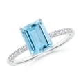 thumbnail image 1 of ANGARA Natural Emerald-Cut 1.35 ct Aquamarine Engagement Ring with Diamonds in 14K White Gold for Women (Size-8x6mm) | March Birthstone, Anniversary, Jewelry Gift for Women | Natural Aquamarine Ring, 1 of 9