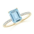 thumbnail image 1 of ANGARA Natural Emerald-Cut 1.35 ct Aquamarine Engagement Ring with Diamonds in 14K Yellow Gold for Women (Size-8x6mm) | March Birthstone, Anniversary, Jewelry Gift for Women | Natural Aquamarine Ring, 1 of 9