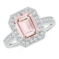 thumbnail image 1 of ANGARA Natural Emerald-Cut 2.05 ct Morganite Engagement Ring with Diamond Halo in 14K White Gold for Women | Birthday, Anniversary, Jewelry Gift for Women | Natural Morganite Ring, 1 of 11