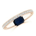 thumbnail image 1 of ANGARA Natural Emerald-Cut Blue Sapphire Solitaire Ring With Diamonds in 14K Rose Gold for Women (Size-6x4mm) | September Birthstone, Anniversary, Jewelry Gift for Women | Natural Blue Sapphire Ring, 1 of 10