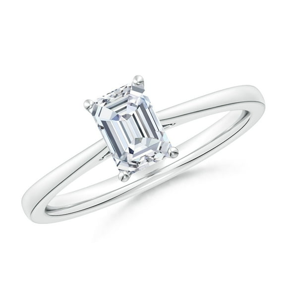 ANGARA Natural Emerald-Cut Diamond Engagement Ring in 14K White Gold for Women (Size-6.5x4.5mm| Color-G| Clarity-VS2) | April Birthstone, Anniversary, Jewelry Gift for Women | Natural Diamond Ring