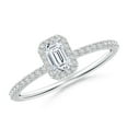 thumbnail image 1 of ANGARA Natural Emerald-Cut Diamond Halo Engagement Ring in 14K White Gold for Women (Size-5x3mm| Color-H| Clarity-SI2) | April Birthstone, Anniversary, Jewelry Gift for Women | Natural Diamond Ring, 1 of 9